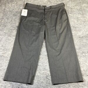 J.M. Haggar Dress Pants Men's 36x23.5‎ Gray Diamond Weave Classic Fit Flat Front
